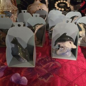 Source Unknown Dolphin Ceramic Figurines - Blue and Gray